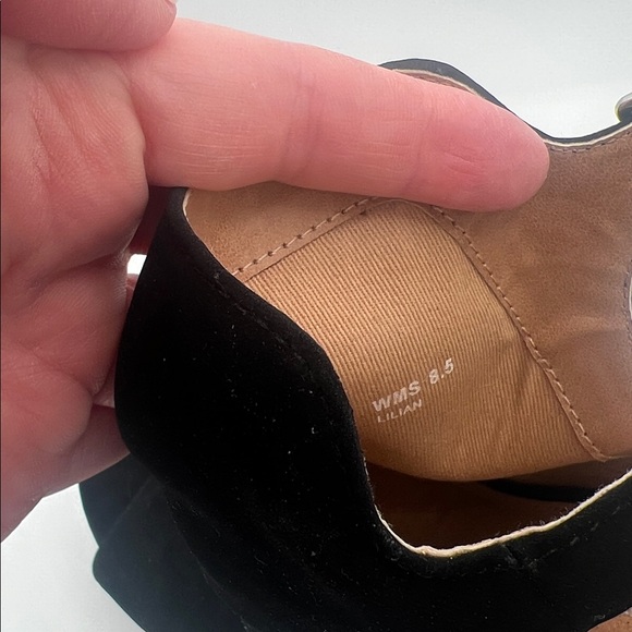 Report Lilian Black Chunky Platform Slingback Peep Toe Booties 8.5 - Picture 4 of 8